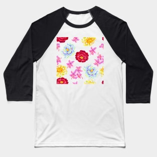 Colourful Flowers Baseball T-Shirt